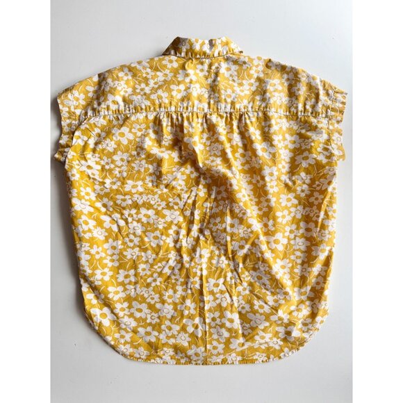 MADEWELL Central Retro Floral Yellow Cotton Voile Oversized Shirt, Size XS - Picture 10 of 13